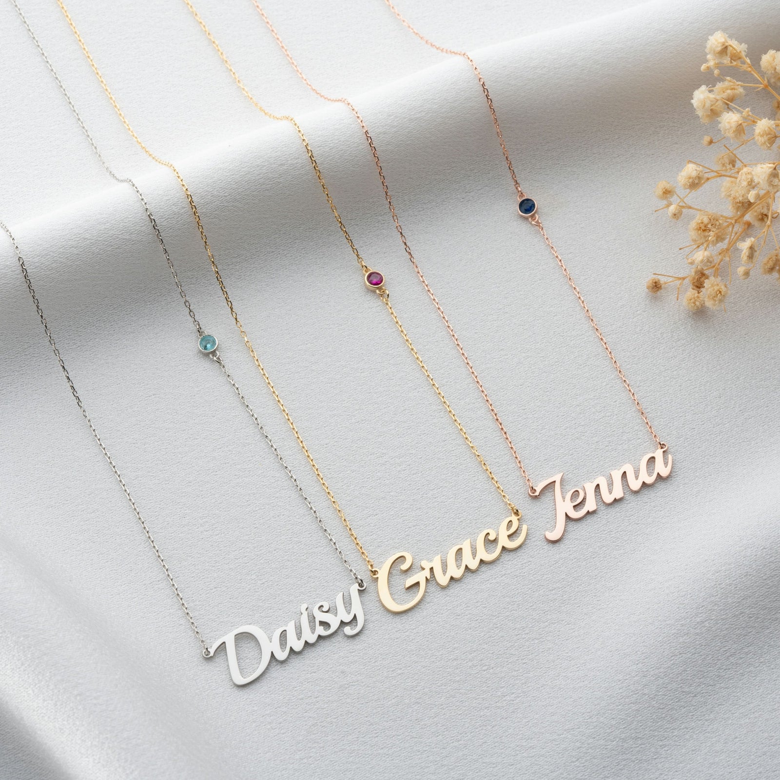 Name and Birthstone Necklace