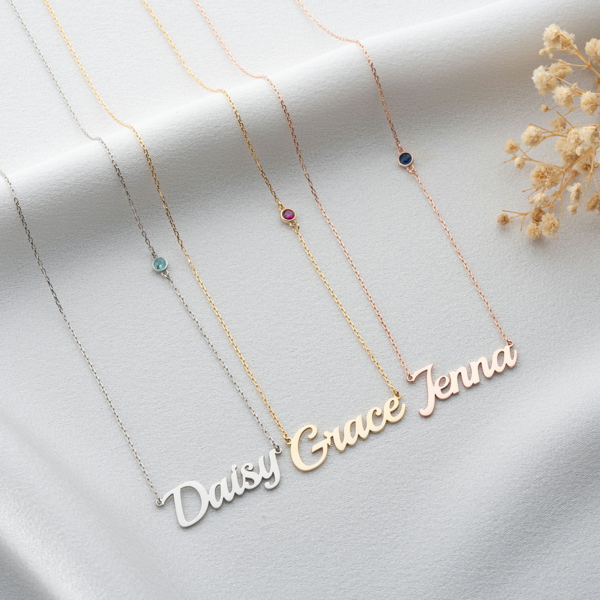 Name and Birthstone Necklace