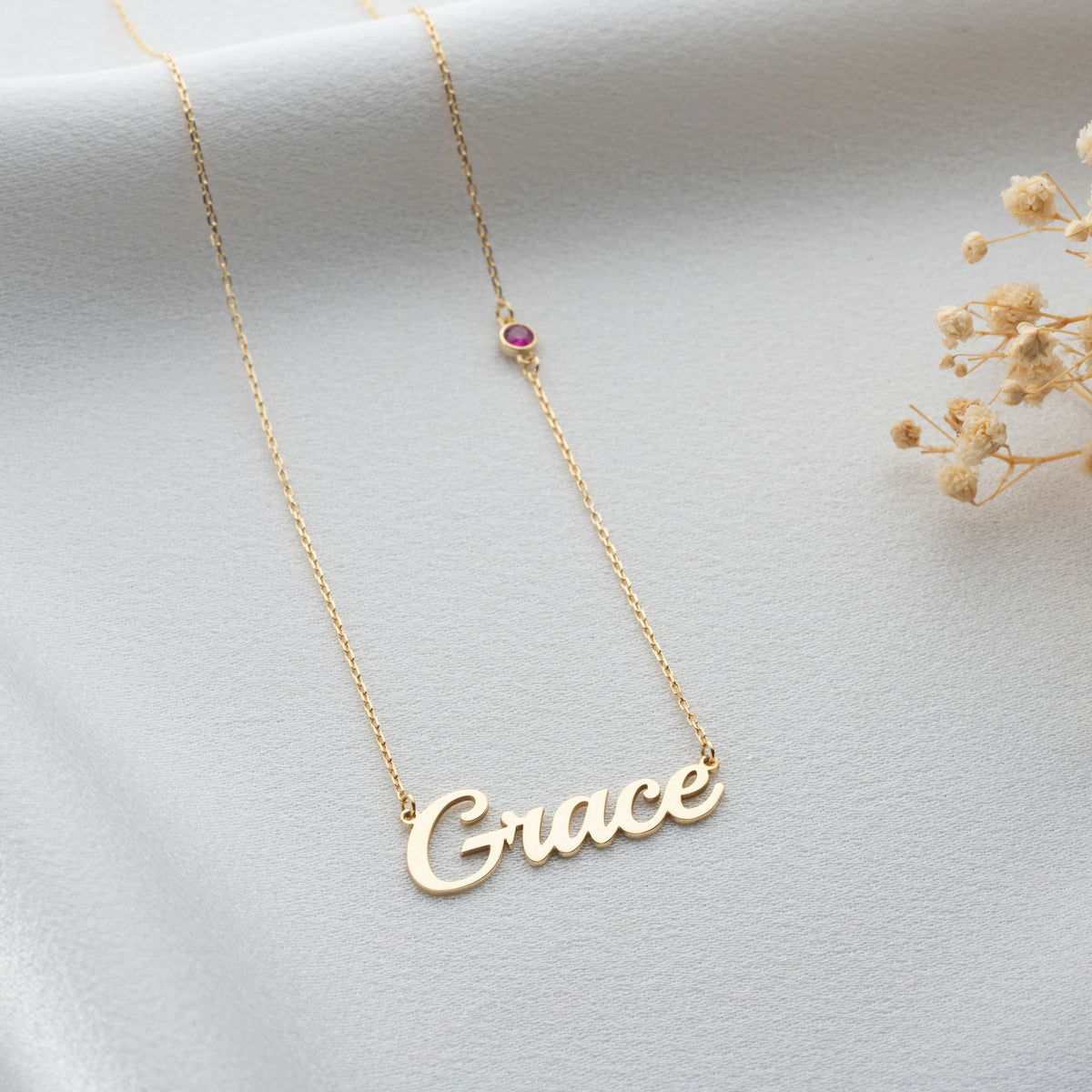Name and Birthstone Necklace