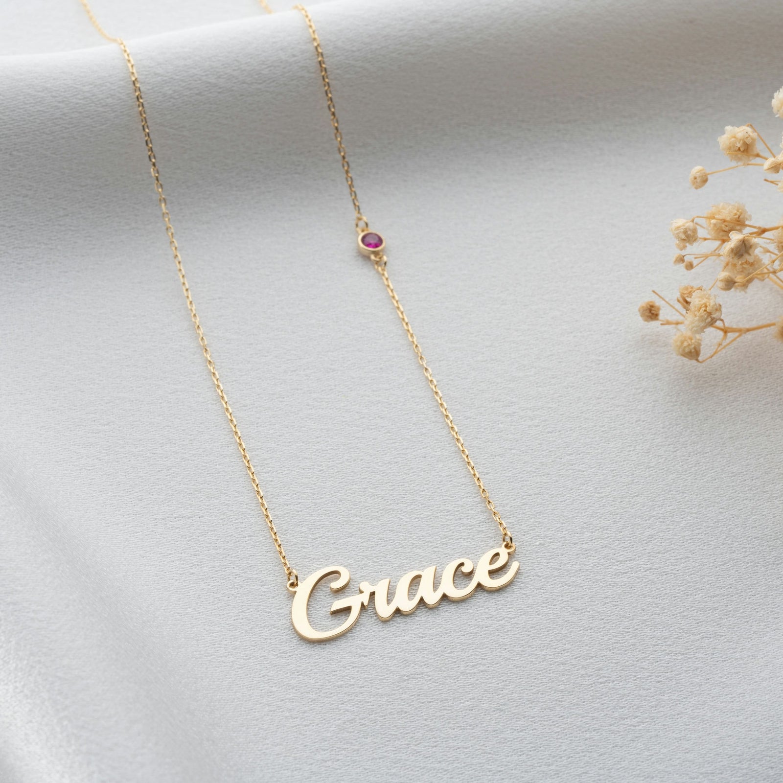 Name and Birthstone Necklace