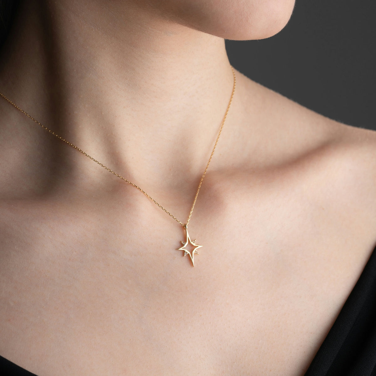 Gold North Star Necklace