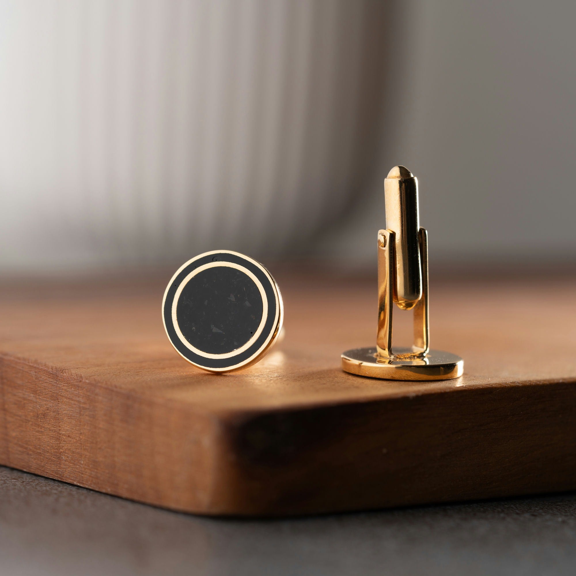 Silver Cufflinks With Individually Set Onyx Stones