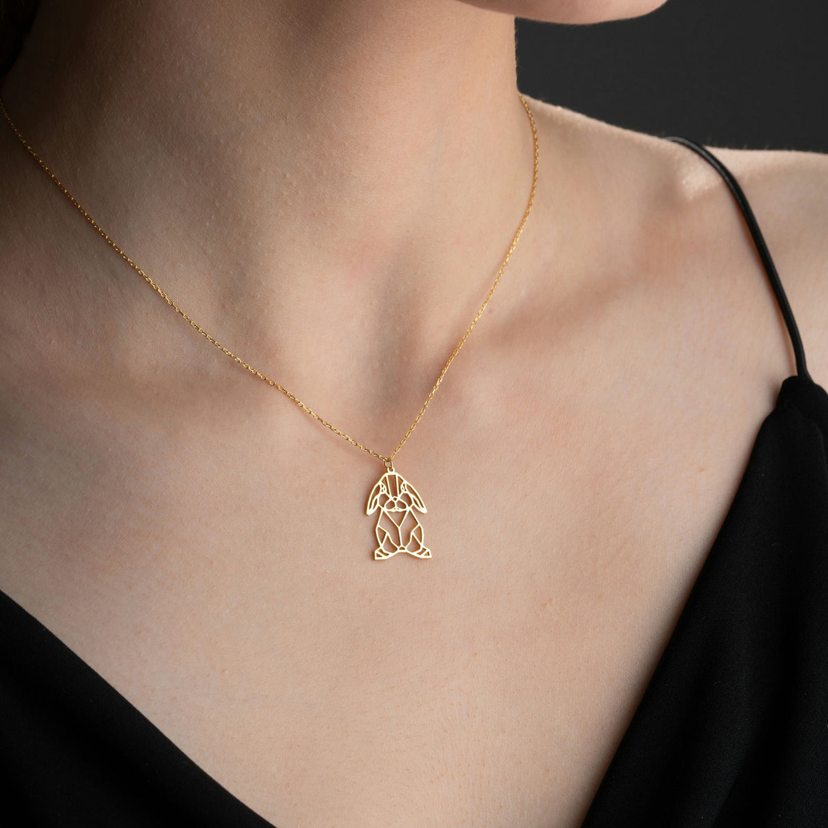 Origami Bunny Necklace In Sterling Silver