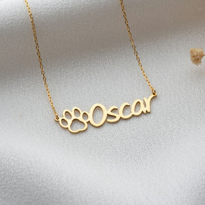 Paw Print Name Necklace