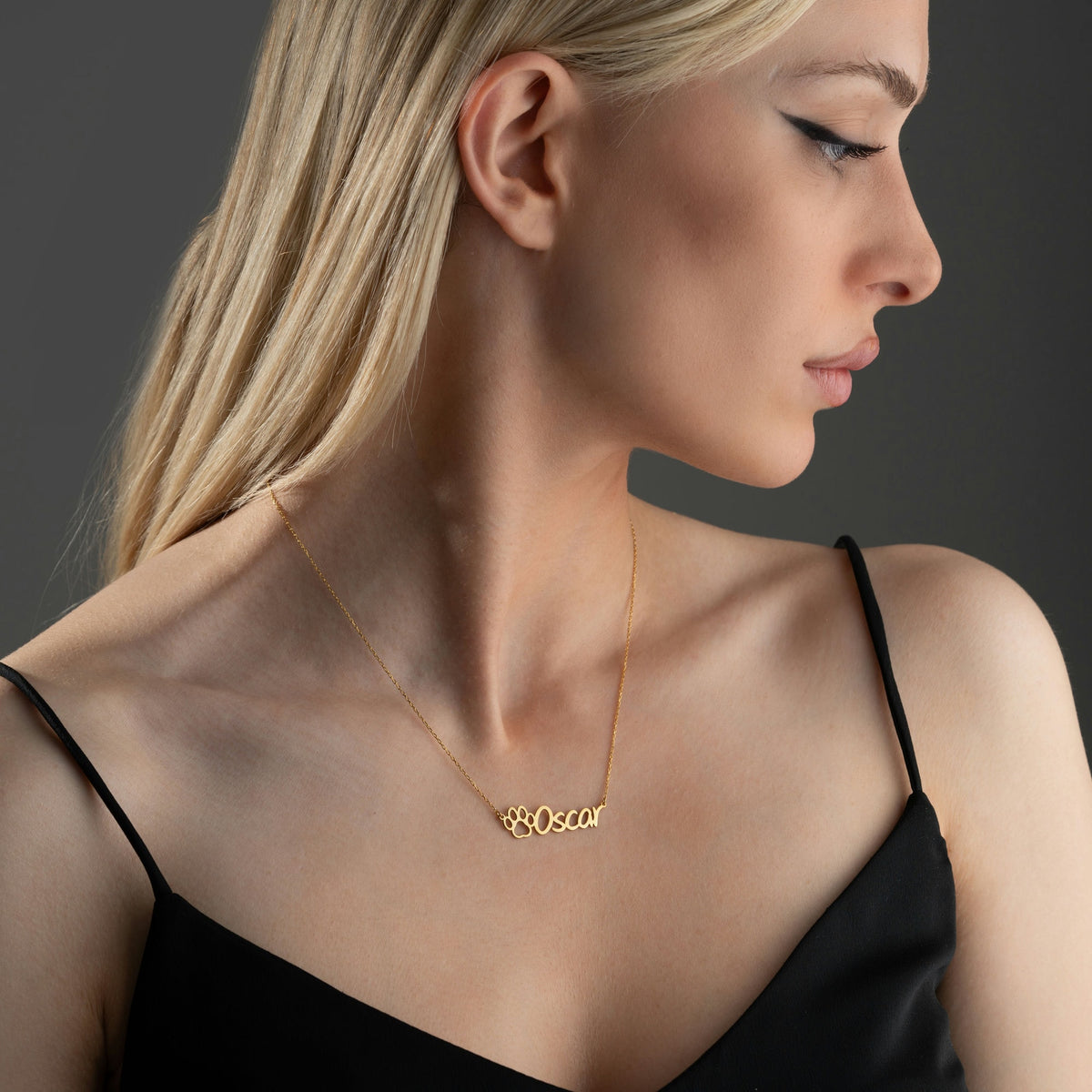 Paw Print Name Necklace