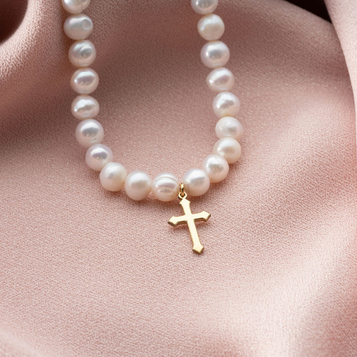 Pearl Necklace with Cross Charm