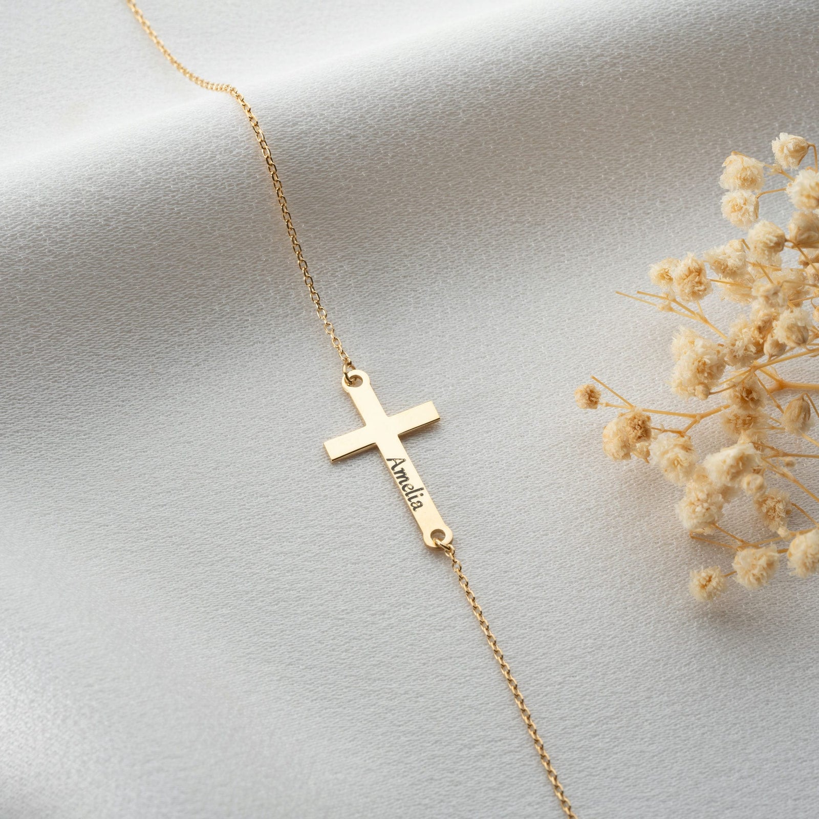 Personalised Sideways Cross Bracelet
