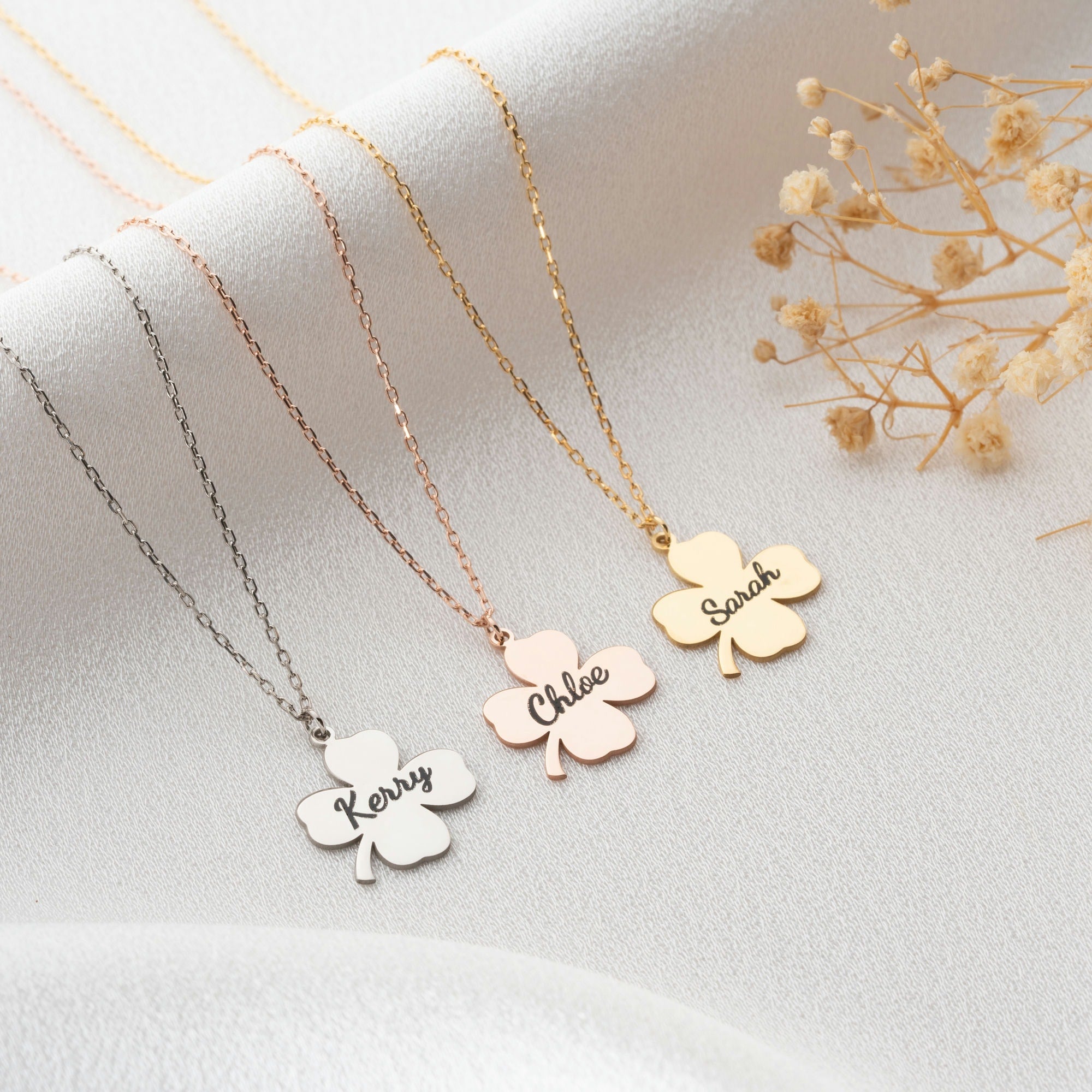 Personalised Four Leaf Clover Necklace