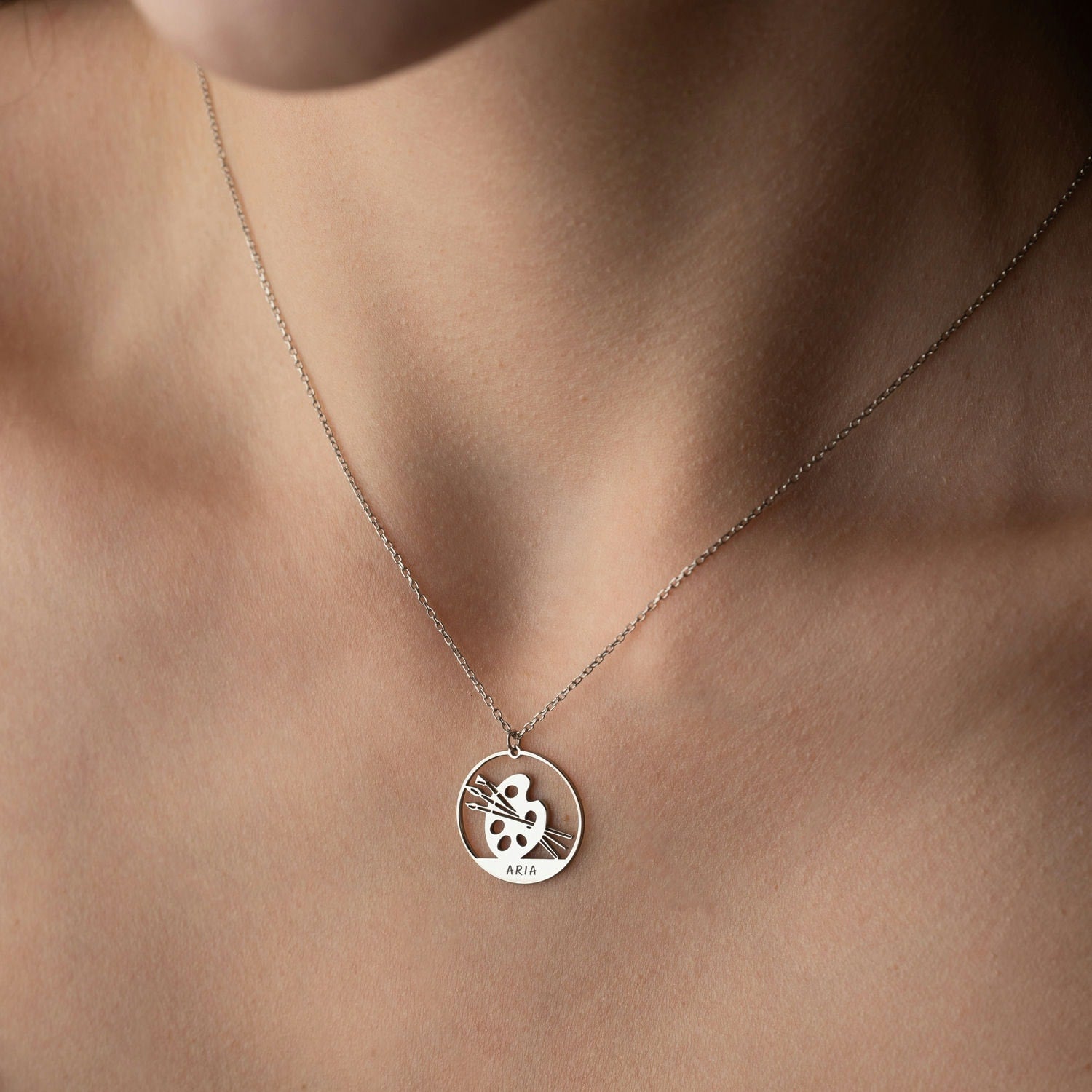 Personalised Artist Palette Necklace | Gift for Painter & Artist