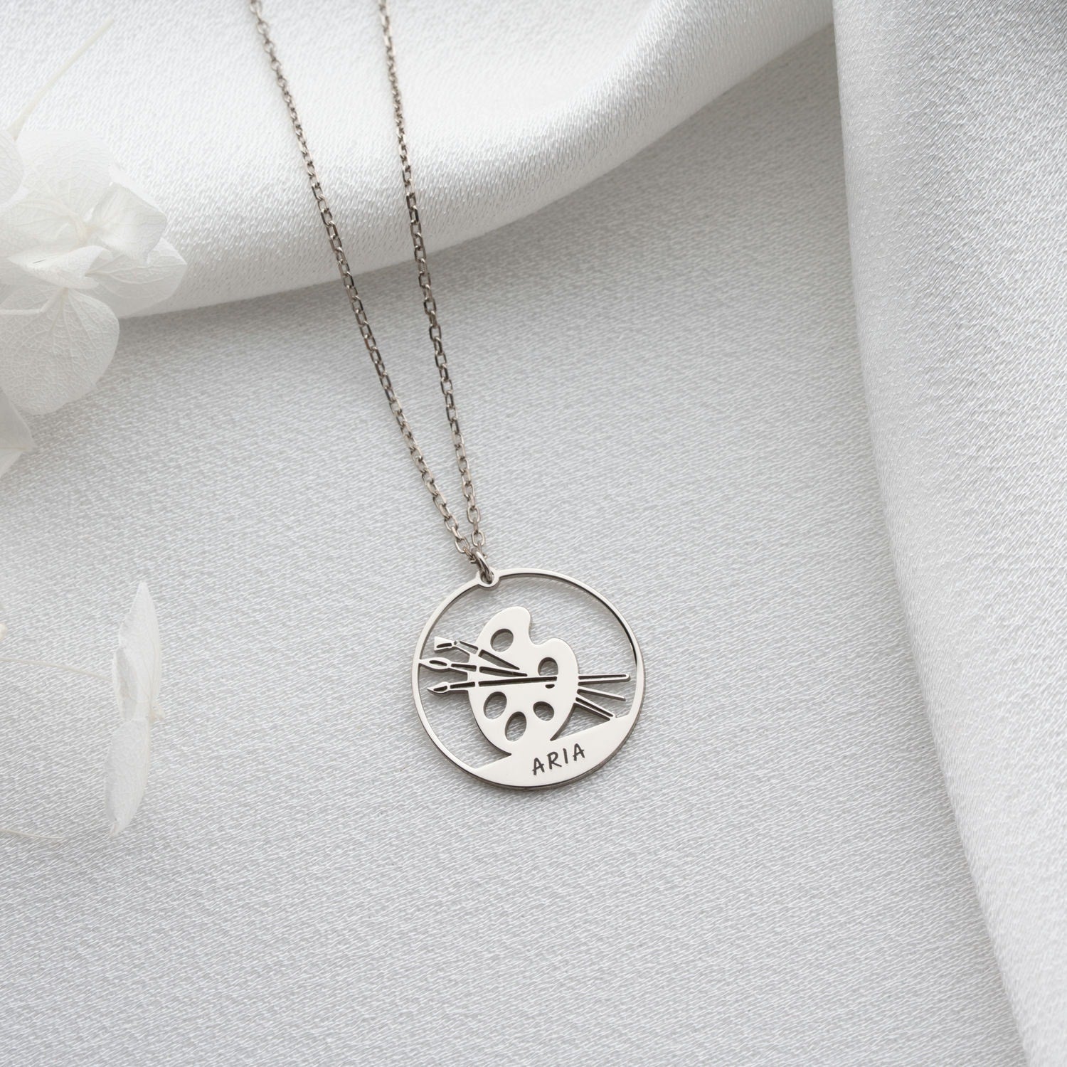 Personalised Artist Palette Necklace | Gift for Painter & Artist