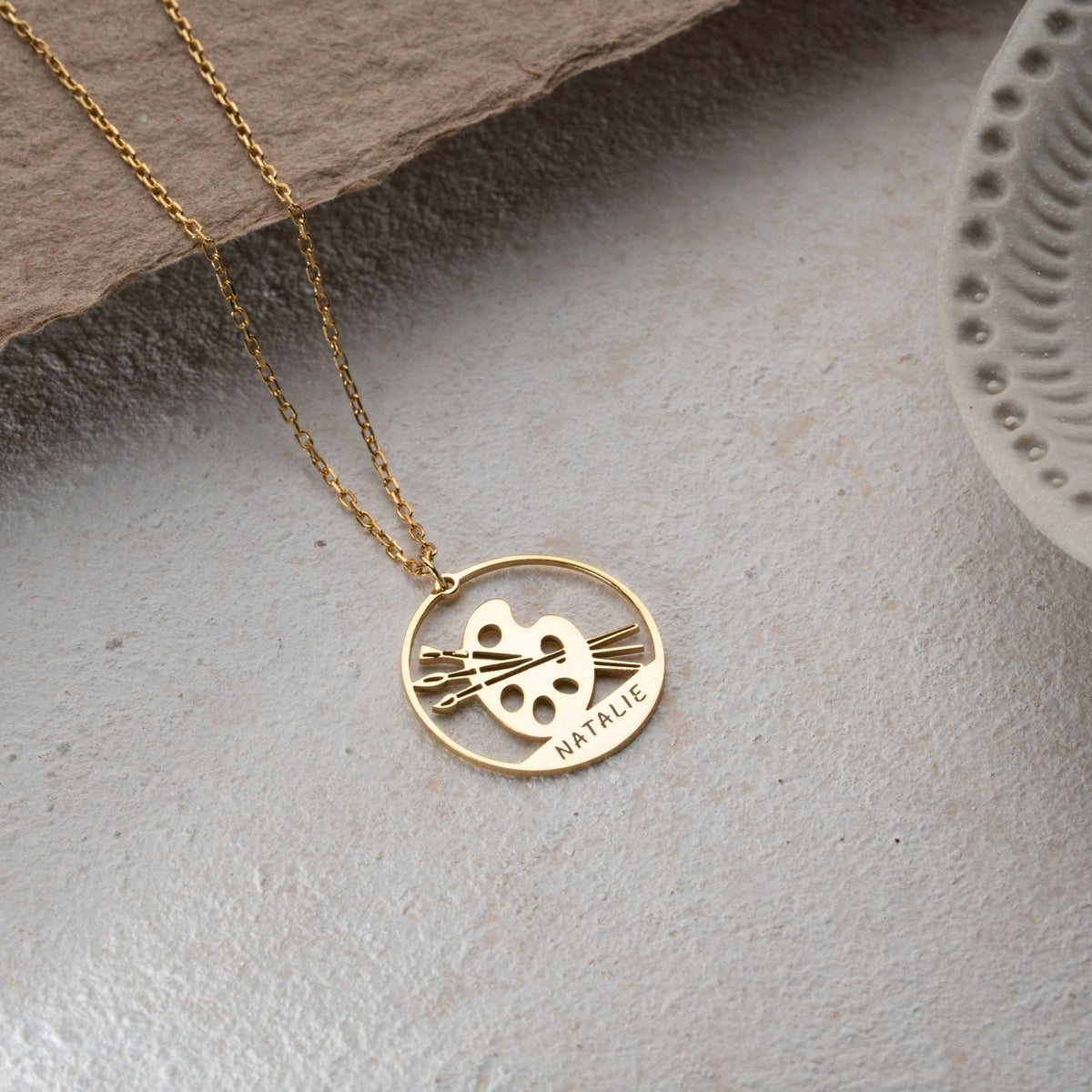 Personalised Artist Palette Necklace | Gift for Painter &amp; Artist