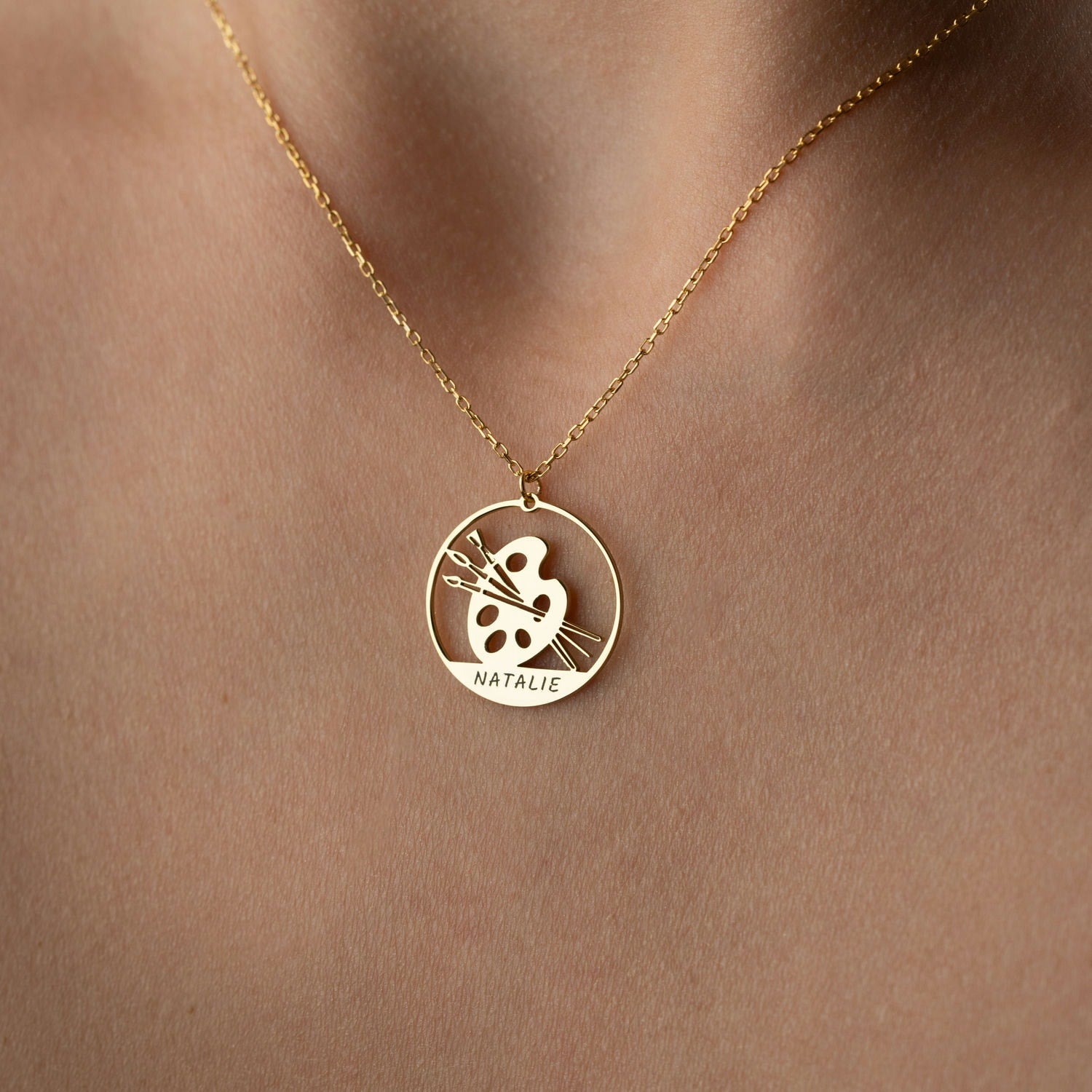 Personalised Artist Palette Necklace | Gift for Painter & Artist