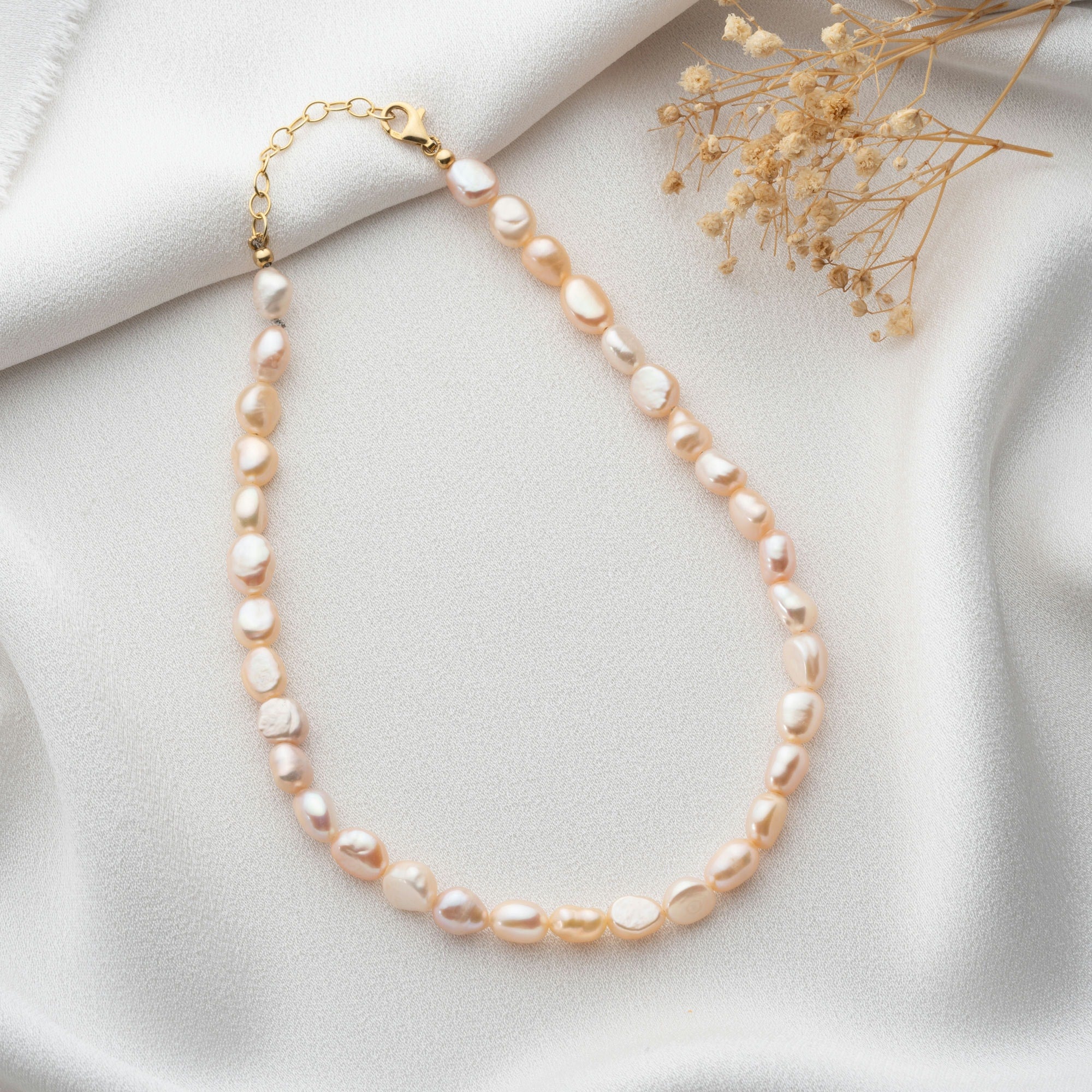 Freshwater Pink Baroque Pearl Necklace