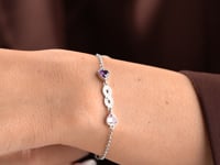 Infinity Bracelet with Heart Birthstones