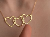 Custom Three Hearts Necklace In Sterling Silver