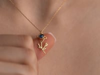 Birth Flower Necklace With Birthstone