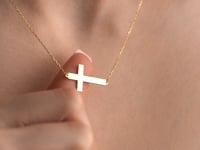 Personalised Sideways Cross Necklace