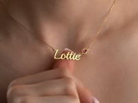 Name Necklace With Birthstone Flower