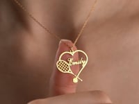 Heart Shaped Tennis Racket Necklace With Name