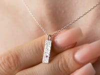 Hammered Silver Birthstone Tag Necklace