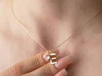 Initial Necklace With Crystal Birthstone