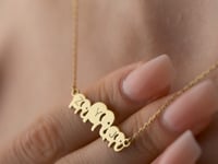 Elephant Necklace with Family initials