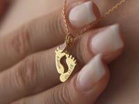 Baby footprint with birthstone necklace