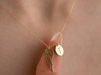 Angel Wing Necklace With Initial Charm