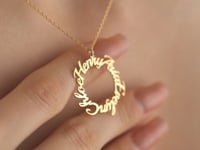 Circle Family Names Necklace In Sterling Silver