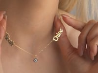 Couple Name And Evil Eye Necklace