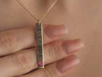 Personalised Vertical Bar Necklace with Birthstone