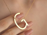 Large Sideway Initial Necklace in Sterling Silver