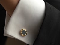 Silver Cufflinks With Individually Set Onyx Stones