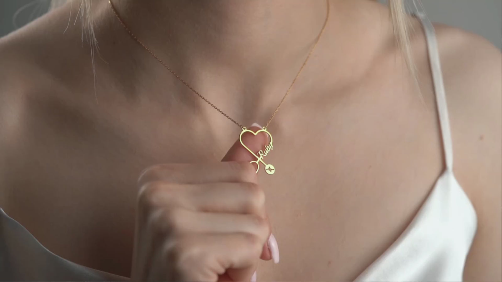 Heart Shaped Stethoscope Necklace With Name