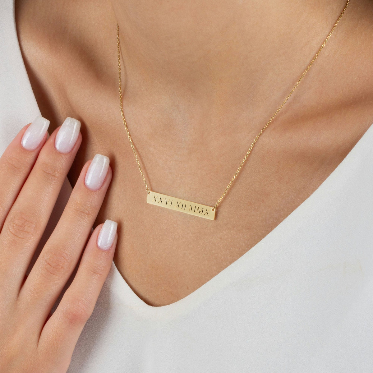 Roman Numeral Bar Necklace