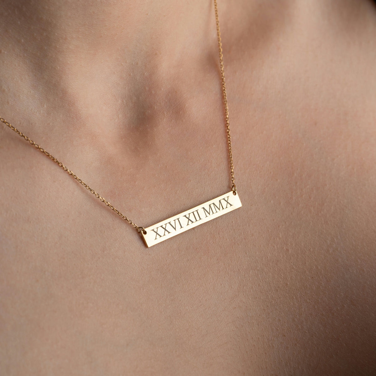 Roman Numeral Bar Necklace