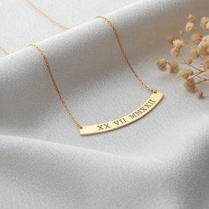 Roman Numeral Round Bar Necklace