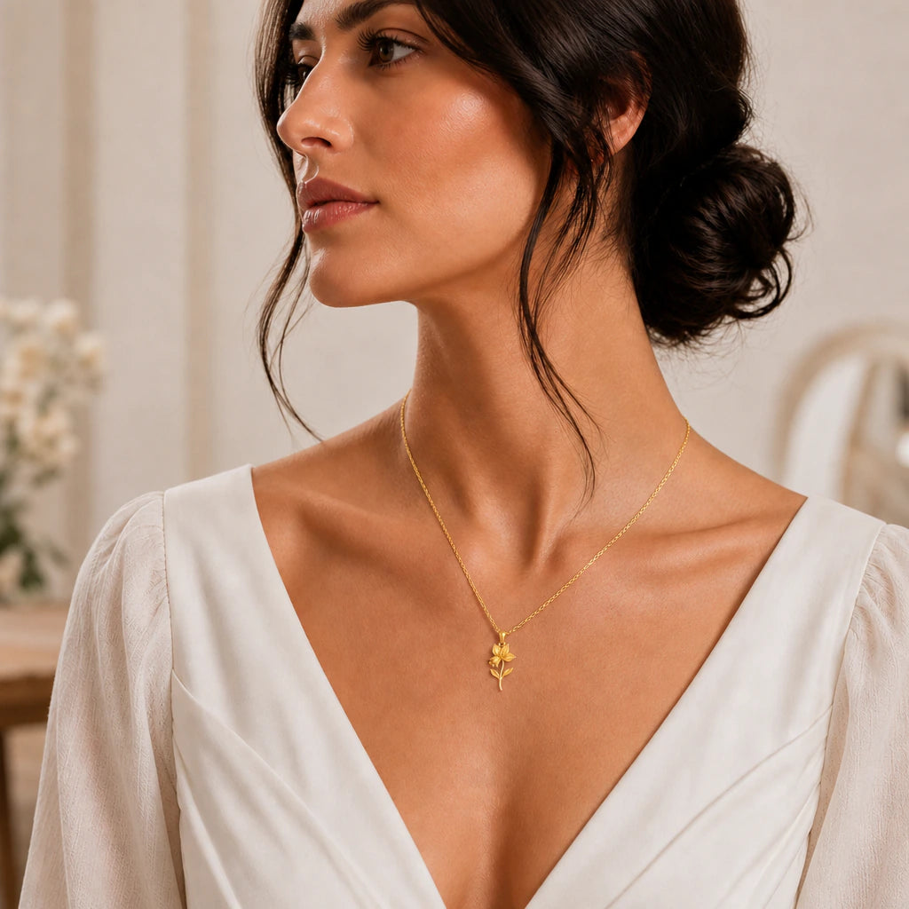 Cyclamen Flower Pendant Necklace