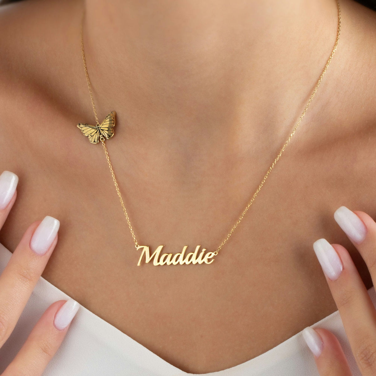 Name Necklace With Birth Butterfly