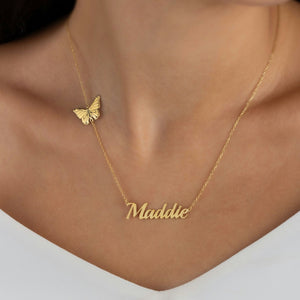 Name Necklace With Birth Butterfly