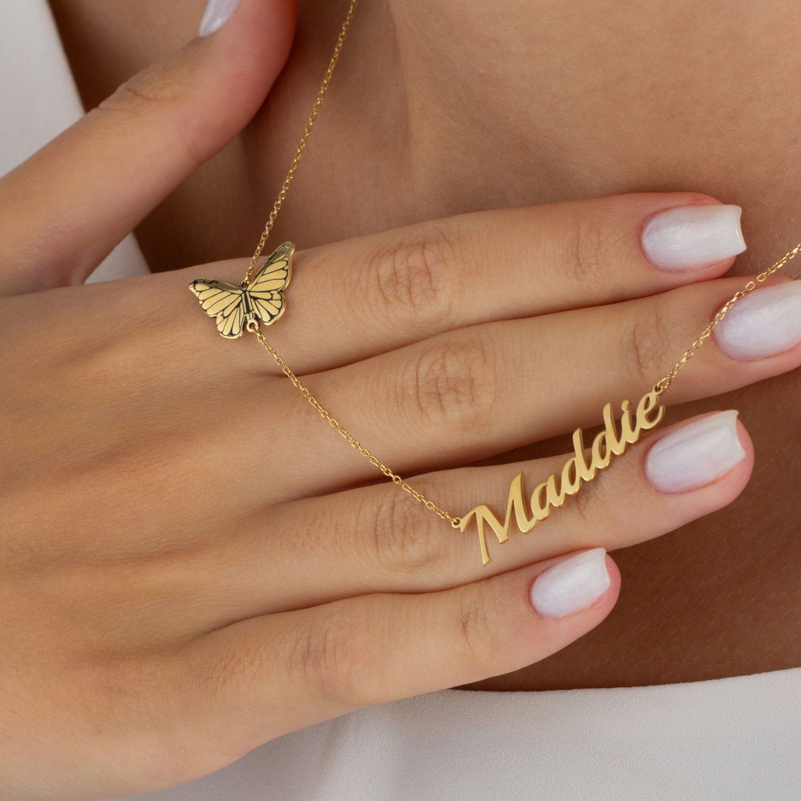 Name Necklace With Birth Butterfly