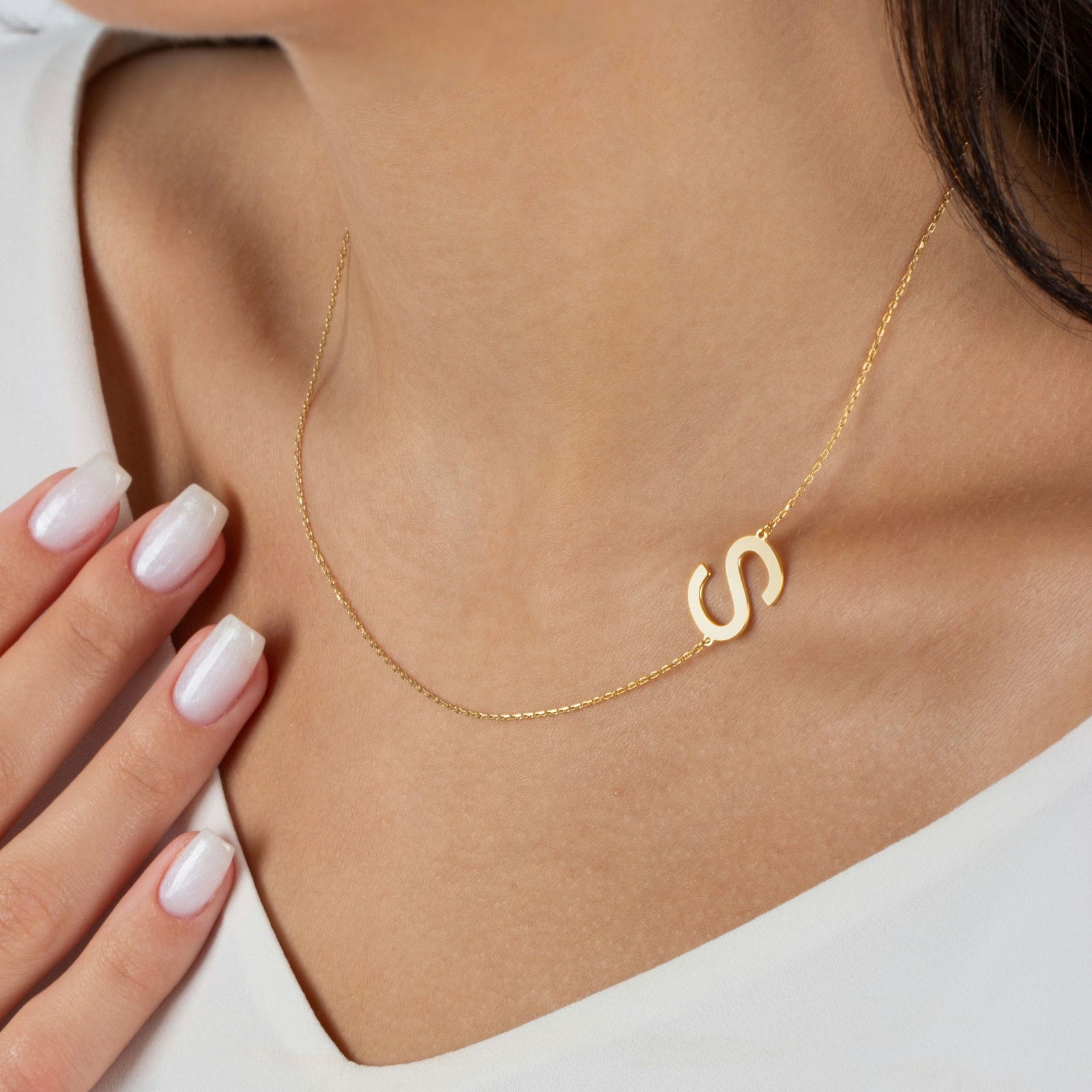 Sideway Initial Necklace
