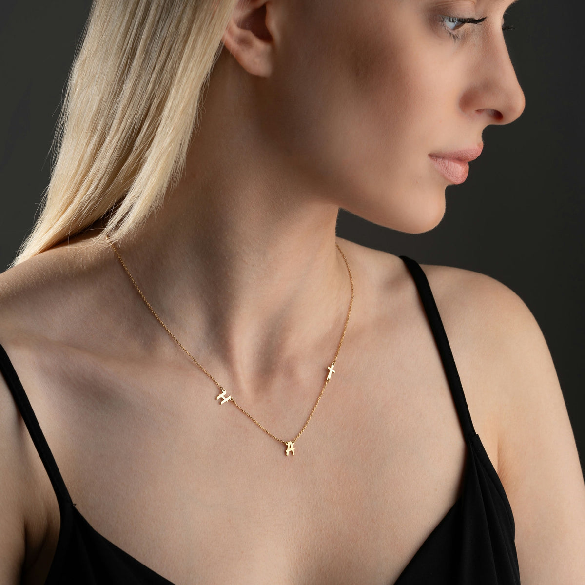 Sideways Cross Necklace with Initials