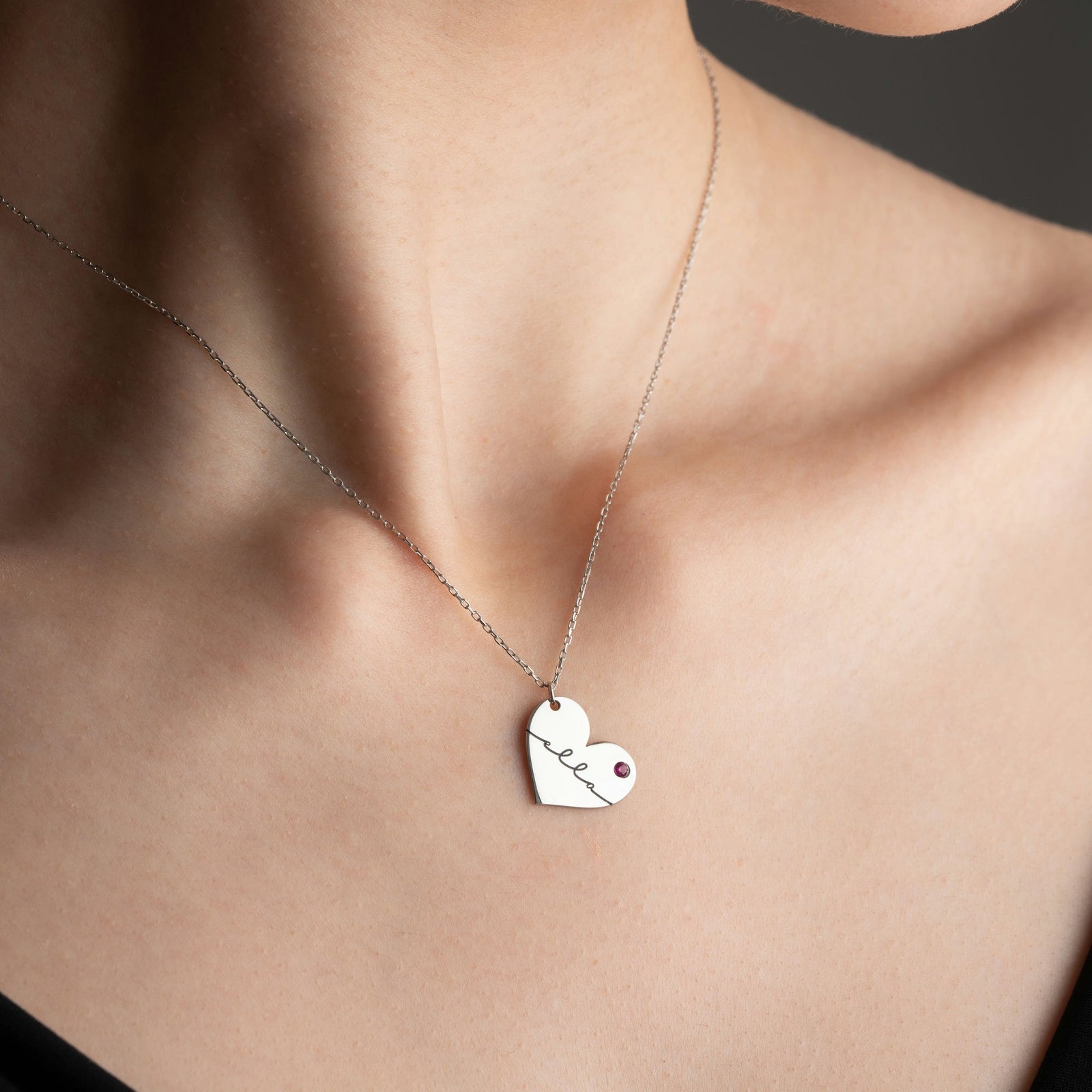 Signature Heart Necklace With Birthstone