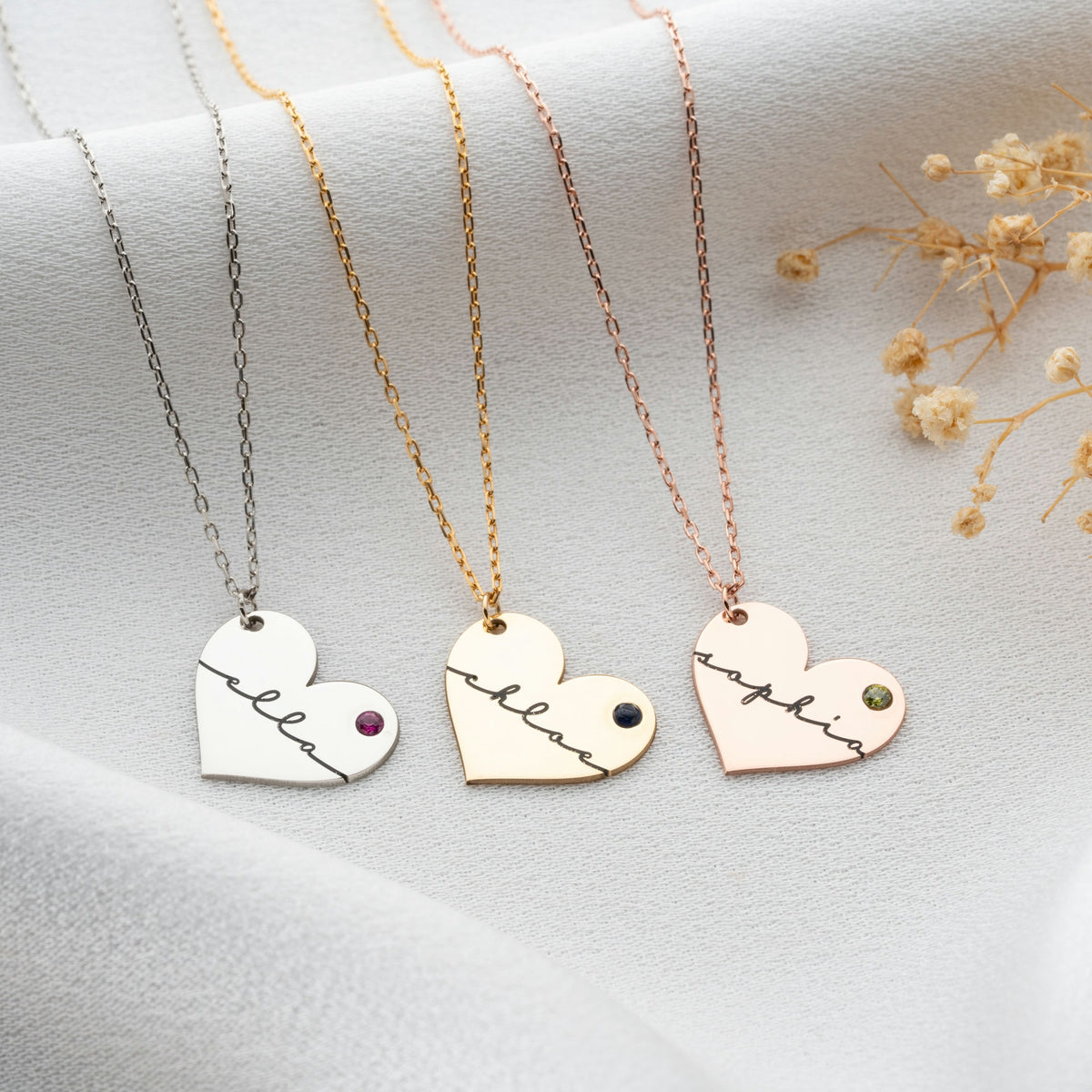 Signature Heart Necklace With Birthstone