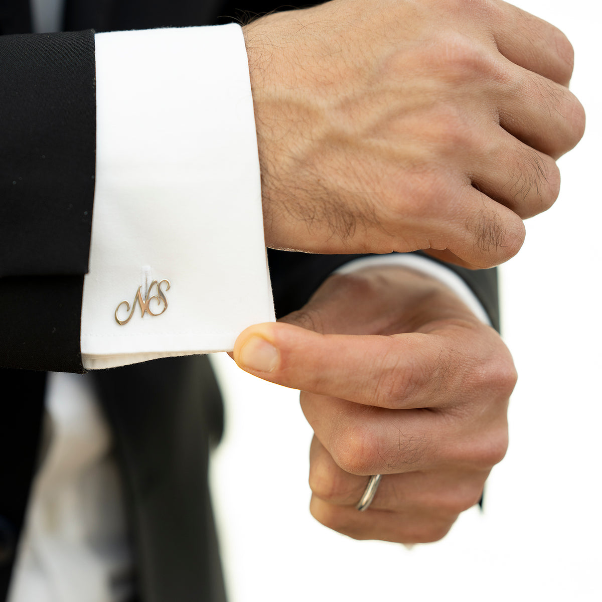 Silver Cursive Initial Cufflinks