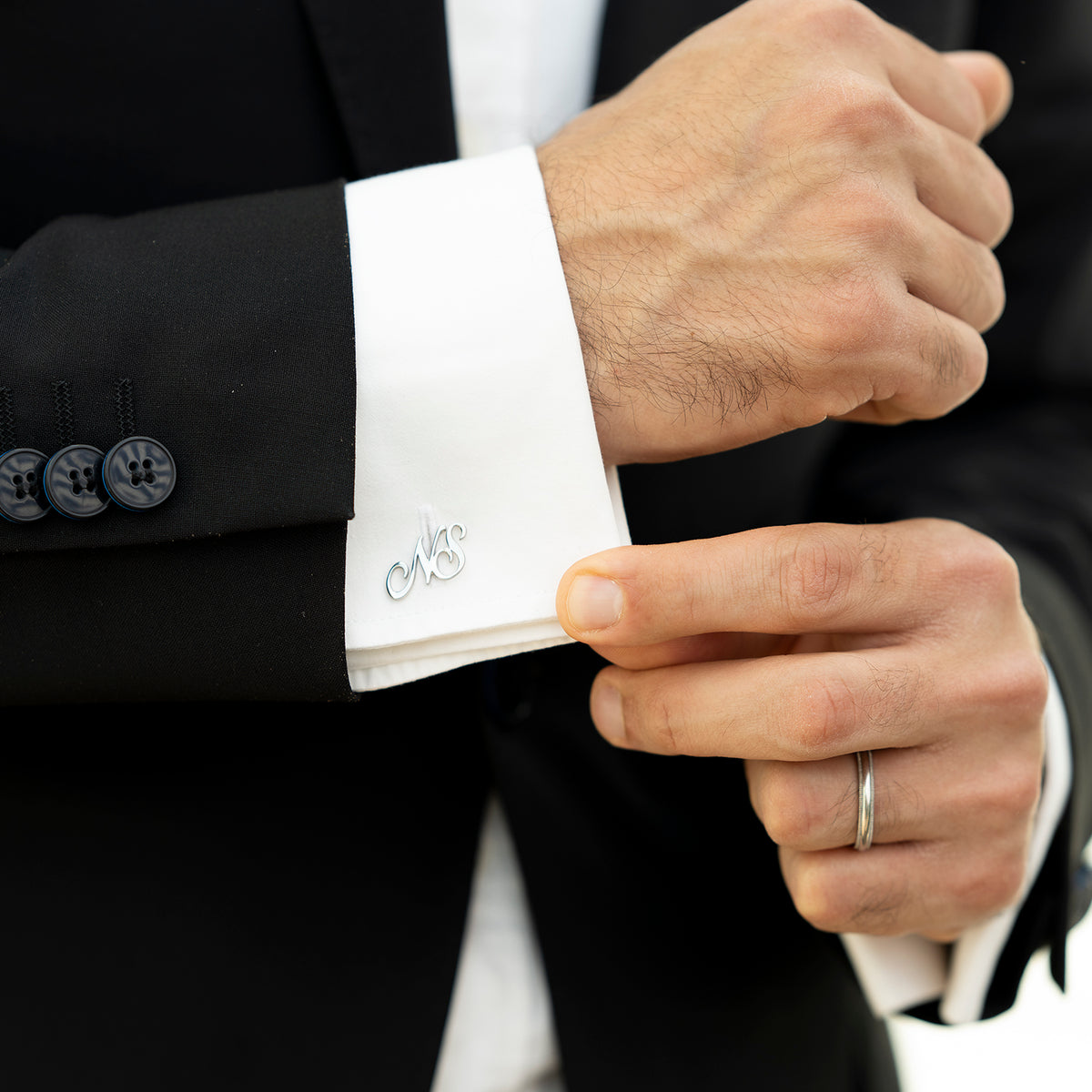 Silver Cursive Initial Cufflinks