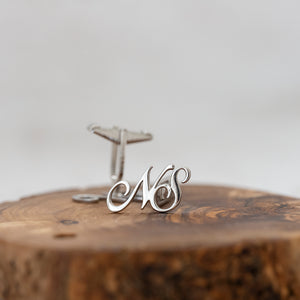 Silver Cursive Initial Cufflinks
