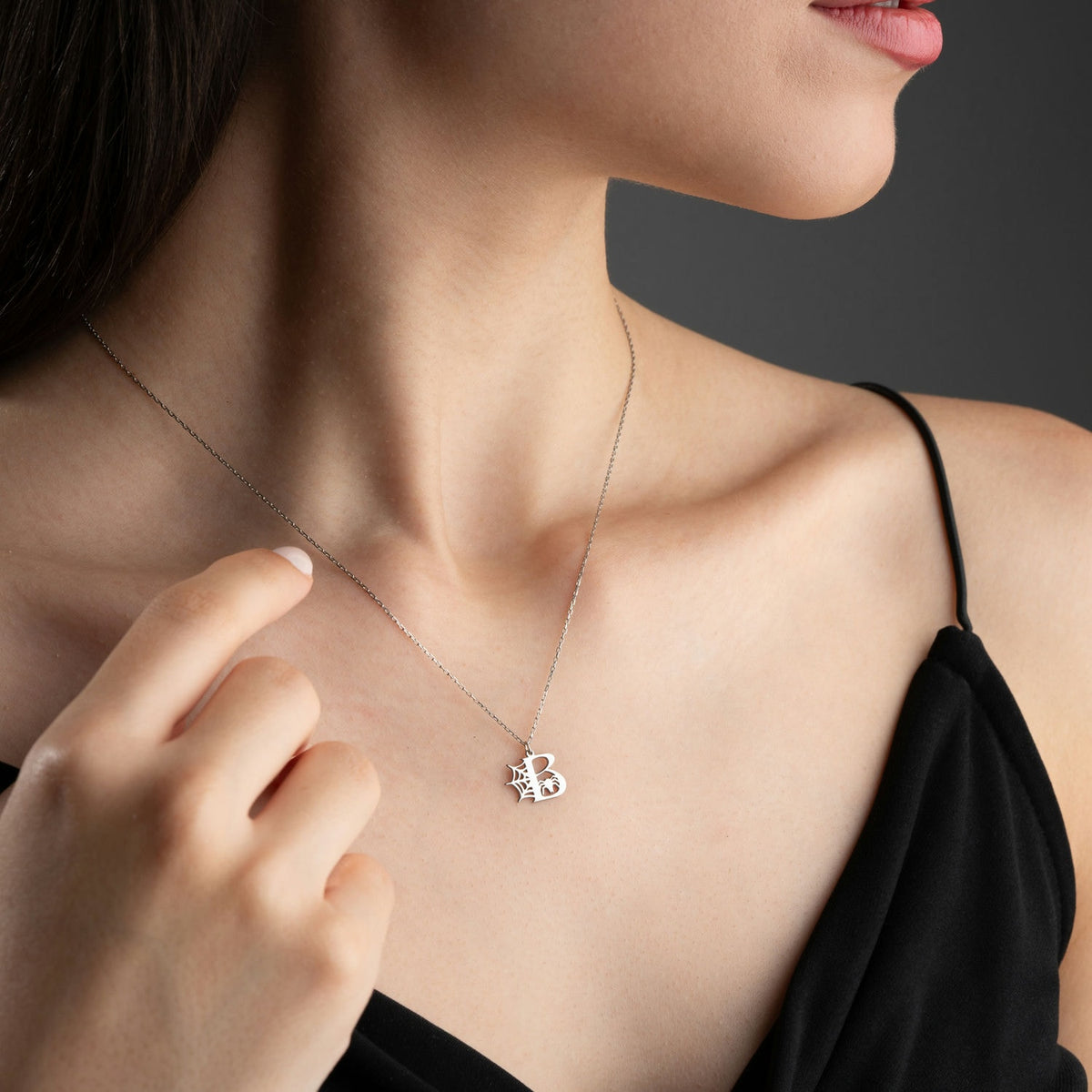 Spider Web Initial Necklace