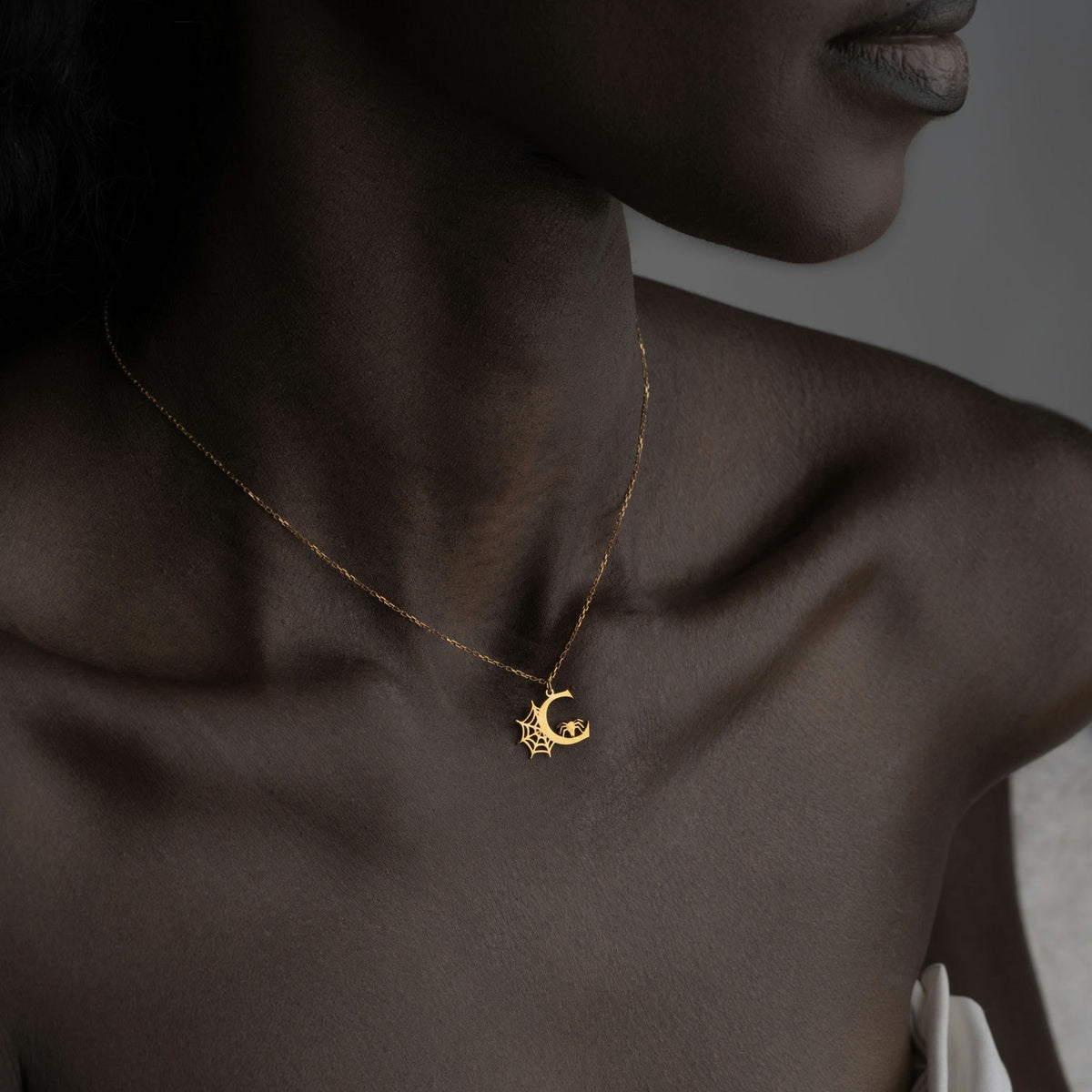 Spider Web Initial Necklace